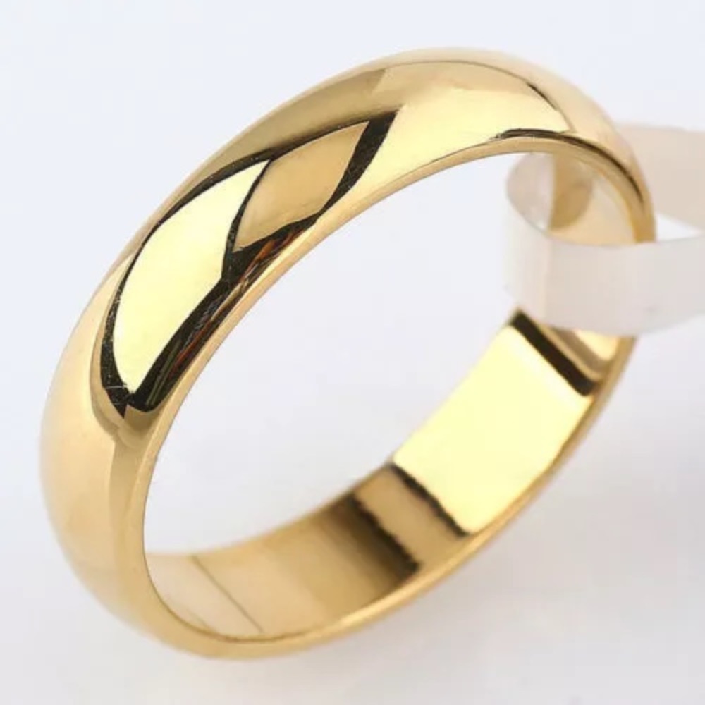 4mm Plain Gold Stainless Steel Ring - Picture 1 of 6